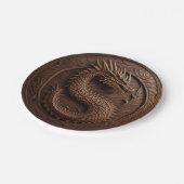 Gesimuleerde gesneden houtdraak papieren bordje (Gekanteld)