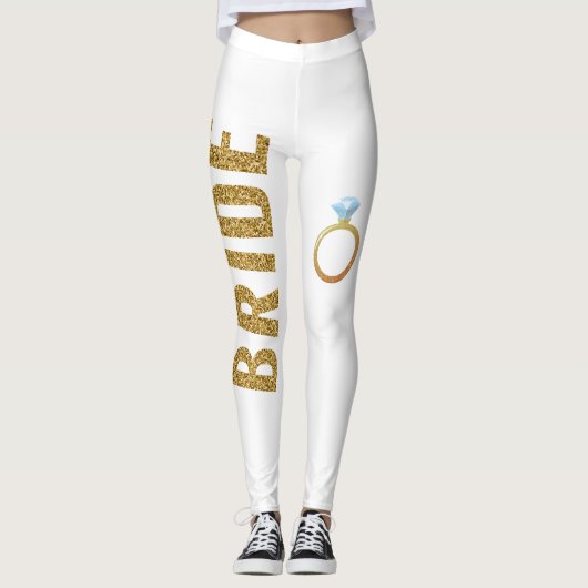 Gesimuleerde Glitter BRIDE leggings met Ring (Voorkant)