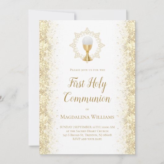 gesimuleerde glitter First Heilige Communie Kaart (Voorkant)