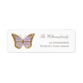gesimuleerde glitter - lila vlinderlabel etiket (Voorkant)
