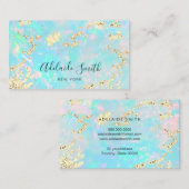 gesimuleerde glitter op faux iridescent opal foto visitekaartje (Voorkant / Achterkant)