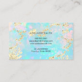gesimuleerde glitter op faux iridescent opal foto visitekaartje (Achterkant)