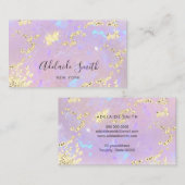 Gesimuleerde glitter op faux iriserende paarse ste visitekaartje (Voorkant / Achterkant)
