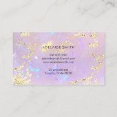 Gesimuleerde glitter op faux iriserende paarse ste visitekaartje (Achterkant)