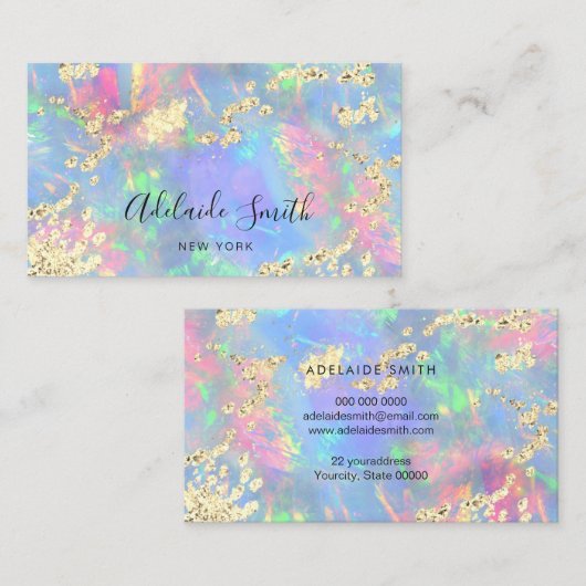 gesimuleerde glitter op opaal visitekaartje (Voorkant / Achterkant)