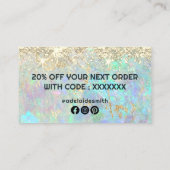 gesimuleerde glitter opal dank u visitekaartje (Achterkant)