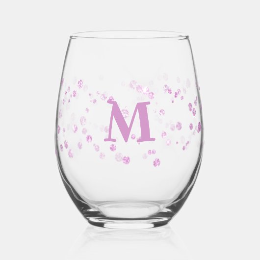 Gesimuleerde glitter sparkle monogram wijnglas zonder voet (Voorkant)