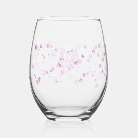 Gesimuleerde glitter sparkle monogram wijnglas zonder voet (Achterkant)