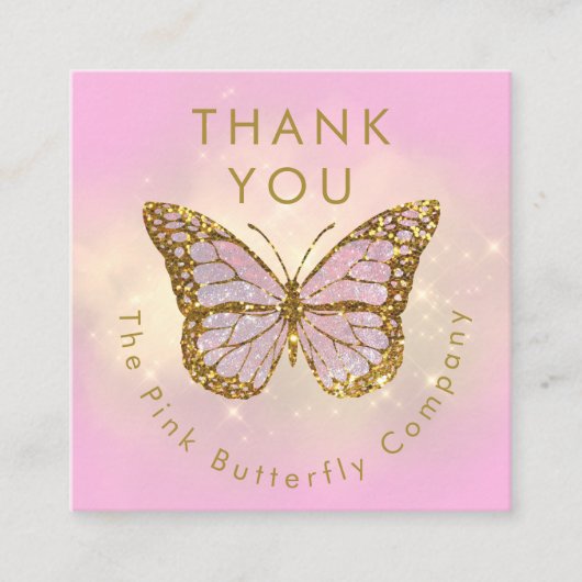 gesimuleerde glitter vlinder dank u informatiekaartje (Voorkant)
