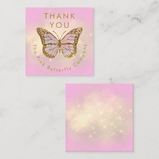 gesimuleerde glitter vlinder dank u informatiekaartje (Voorkant / Achterkant)