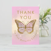 gesimuleerde glitter vlinder dank u kaart (Staand voorkant)