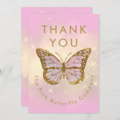 gesimuleerde glitter vlinder dank u kaart (Voorkant / Achterkant)