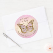 gesimuleerde glitter vlinder dank u ronde sticker (Envelop)