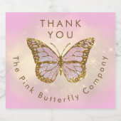 gesimuleerde glitter vlinder dank u sparkling wijnetiket (Enkel label)