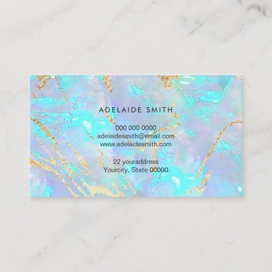 gesimuleerde glitteraders FAUX-holografisch opal Visitekaartje (Achterkant)