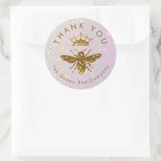 gesimuleerde glitterbij bedankt ronde sticker (Tas)