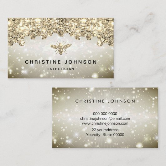 gesimuleerde glitterbij visitekaartje (Voorkant / Achterkant)