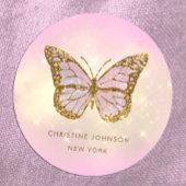 gesimuleerde glittervlinder ronde sticker