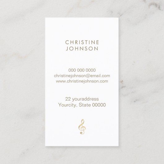 gesimuleerde gouden folie treble sleutel visitekaartje (Achterkant)