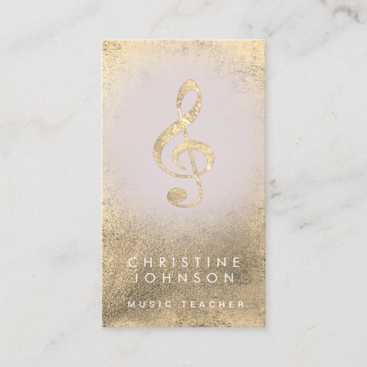 gesimuleerde gouden folie treble sleutel visitekaartje (Voorkant)