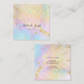 Gesimuleerde gouden glitter pastelkleuren vierkante visitekaartje (Voorkant / Achterkant)
