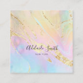 Gesimuleerde gouden glitter pastelkleuren vierkante visitekaartje (Voorkant)