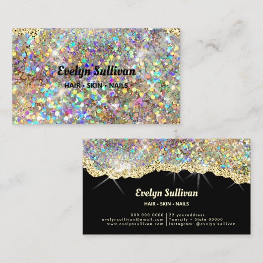 Gesimuleerde goudglittervisitekaartje visitekaartje (Voorkant / Achterkant)