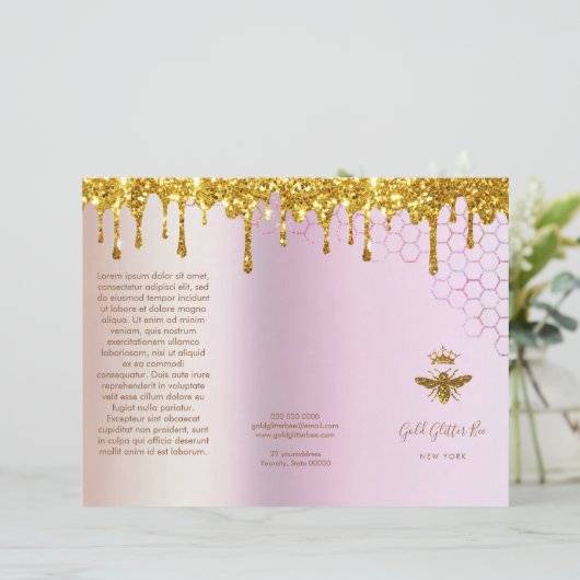 gesimuleerde goudkoninginnenbrochure met glitter (Staand voorkant)
