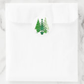 Gesimuleerde groene, goud folie kerstbomen ronde sticker (Tas)