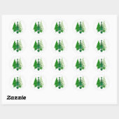 Gesimuleerde groene, gouden folie kerstbomen ronde sticker (Vel)