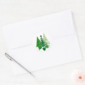 Gesimuleerde groene, gouden folie kerstbomen ronde sticker (Envelop)