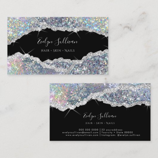 Gesimuleerde iriserende glittervisitekaartje visitekaartje (Voorkant / Achterkant)
