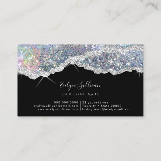Gesimuleerde iriserende glittervisitekaartje visitekaartje (Achterkant)