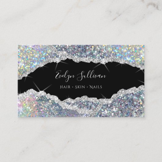 Gesimuleerde iriserende glittervisitekaartje visitekaartje (Voorkant)