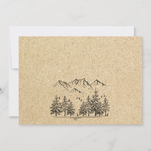 Gesimuleerde Kraft Paper Hand Drawn Mountain Weddi Save The Date (Achterkant)