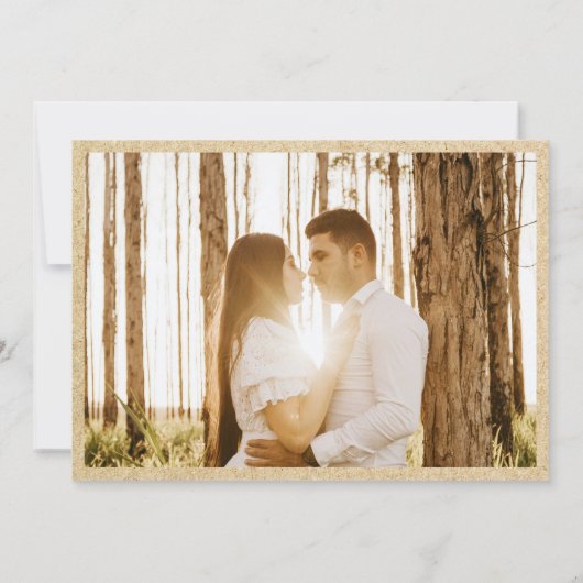 Gesimuleerde Kraft Paper Hand Drawn Mountain Weddi Save The Date (Achterkant)