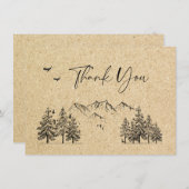 Gesimuleerde Kraft Paper Hand Drawn Mountains Wedu Bedankkaart (Voorkant / Achterkant)