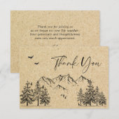 Gesimuleerde Kraft Paper Hand Drawn Mountains Wedu Bedankkaart (Voorkant / Achterkant)