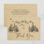 Gesimuleerde Kraft Paper Hand Drawn Mountains Wedu Bedankkaart (Voorkant / Achterkant)