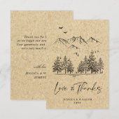 Gesimuleerde Kraft Paper Hand Drawn Mountains Wedu Bedankkaart (Voorkant / Achterkant)