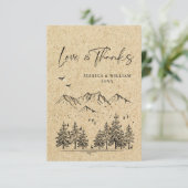 Gesimuleerde Kraft Paper Hand Drawn Mountains Wedu Bedankkaart (Staand voorkant)