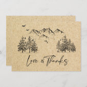 Gesimuleerde Kraft Paper Hand Drawn Mountains Wedu Bedankkaart (Voorkant / Achterkant)