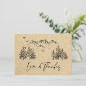 Gesimuleerde Kraft Paper Hand Drawn Mountains Wedu Bedankkaart (Staand voorkant)