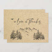 Gesimuleerde Kraft Paper Hand Drawn Mountains Wedu Bedankkaart (Voorkant / Achterkant)