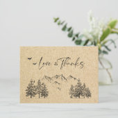 Gesimuleerde Kraft Paper Hand Drawn Mountains Wedu Bedankkaart (Staand voorkant)