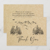 Gesimuleerde Kraft Paper Hand Drawn Mountains Wedu Bedankkaart (Voorkant / Achterkant)