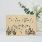 Gesimuleerde Kraft Paper Hand Drawn Mountains Wedu Bedankkaart (Staand voorkant)