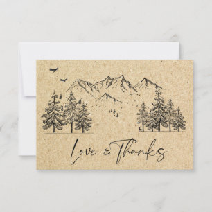 Gesimuleerde Kraft Paper Hand Drawn Mountains Wedu Bedankkaart