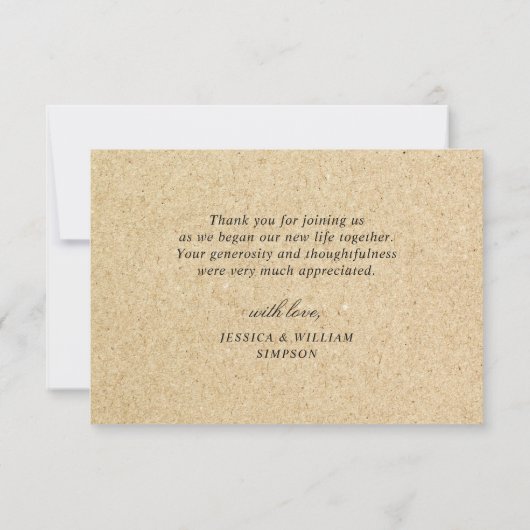 Gesimuleerde Kraft Paper Hand Drawn Mountains Wedu Bedankkaart (Achterkant)