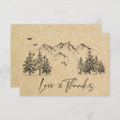 Gesimuleerde Kraft Paper Hand Drawn Mountains Wedu Bedankkaart (Voorkant / Achterkant)